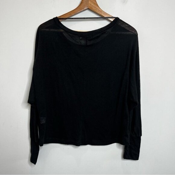 Daydreamer LA Womens Size XS Long Sleeve Dolman Boxy Tee Shirt Black Gauze Sheer - Picture 2 of 7
